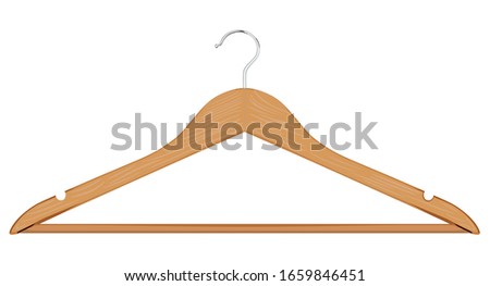 Empty wooden hanger on a white background