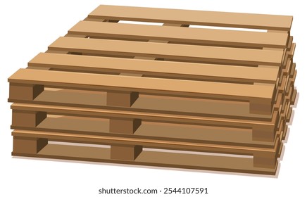 Empty wooden pallet for goods stack isolated on white. Vector illustration