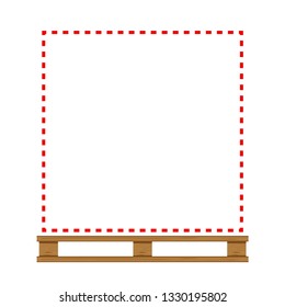 empty wooden pallet and red line frame in temporarily out of stock concept, blank wooded pallet for copy space sold out or run out of product message, blank pallet wood for placing products boxes