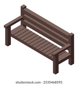 Empty wooden park bench providing a place to rest in a city park or outdoor space