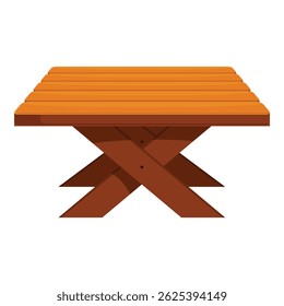 Mesa de picnic de madera vacía aislada sobre un fondo blanco