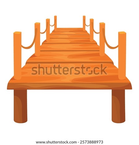 Empty wooden pier with railings extending over a body of water, inviting exploration and adventure