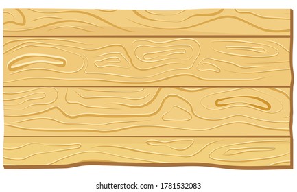 Empty wooden plank. Rectangular signboard in cartoon style.