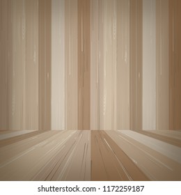 Empty wooden room space for background. Vector illustration.