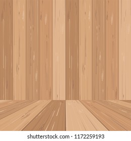 Empty wooden room space for background. Vector illustration.