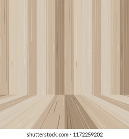 Empty wooden room space for background. Vector illustration.