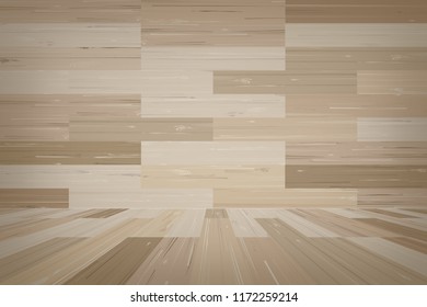 Empty wooden room space for background. Vector illustration.
