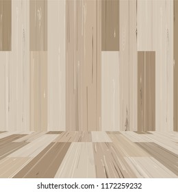 Empty wooden room space for background. Vector illustration.