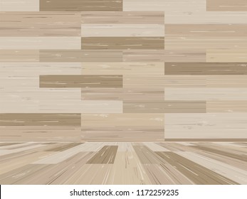 Empty wooden room space for background. Vector illustration.