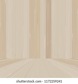 Empty wooden room space for background. Vector illustration.