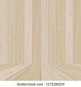 Empty wooden room space for background. Vector illustration.