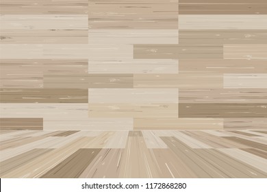 Empty wooden room space for background. Vector illustration.