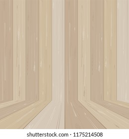 Empty wooden room space for background. Vector illustration.