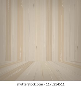 Empty wooden room space for background. Vector illustration.