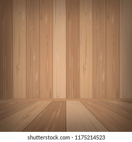 Empty wooden room space for background. Vector illustration.