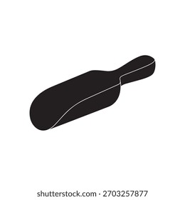 Diseño de ilustración plana de Vector de silueta de cuchara de madera vacía sobre fondo blanco