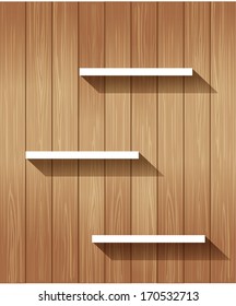 Empty wooden shelf with area 