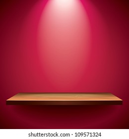 Empty wooden shelf for exhibit
