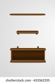 Empty wooden shelf, mock up template for display of product