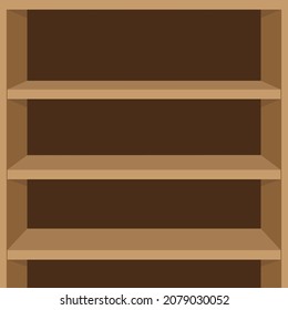 Empty wooden shelves, vector illustration