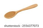 Empty wooden spoon isolated on white background. Vector cartoon flat illustration.