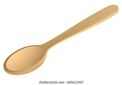 Empty Wooden Spoon On White Background. Vector Illustration