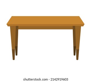 Empty wooden table or desktop. Clean small element of of home interior scenics. Template for object presentation. Table isolated on white background