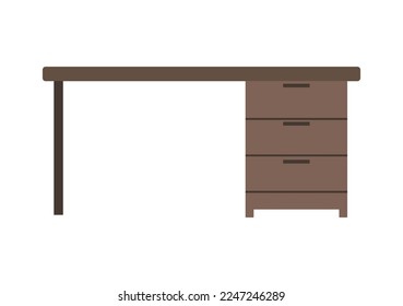 Mesa o escritorio de madera vacía. Pequeño elemento limpio de escenas interiores del hogar. Plantilla para la presentación de objetos. Tabla aislada en fondo blanco