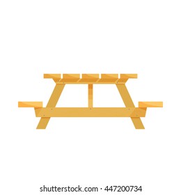 Empty wooden table for product placement with white background. Vector illustration flat cartoon