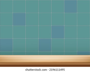 Cubierta de madera vacía en el baño o en la cocina. Fondo del vector
