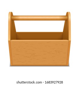 Empty wooden toolbox. Carpenter tool. Vector illustration.