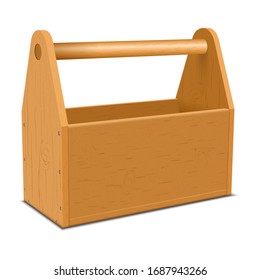 Empty wooden toolbox. Carpenter tool. Vector illustration.