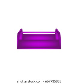 Empty wooden toolbox in purple design