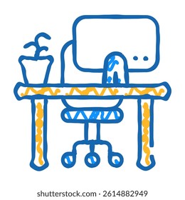 empty workplace doodle icon sketch vector. empty workplace sign. isolated symbol illustration