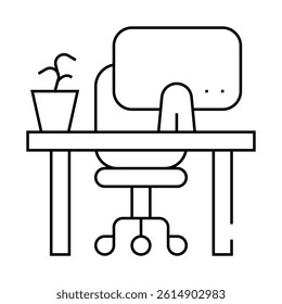 empty workplace line icon vector. empty workplace sign. isolated contour symbol black illustration