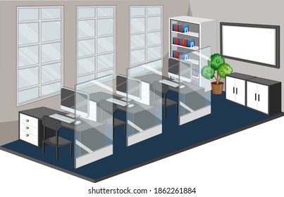 Empty workplace or office room isolated on white background illustration