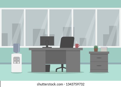 Empty Workplace Office Vector Illustration Stock Vector (Royalty Free ...