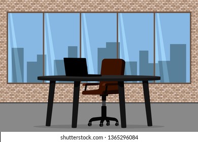 Empty workplace in office. Vector illustration.
