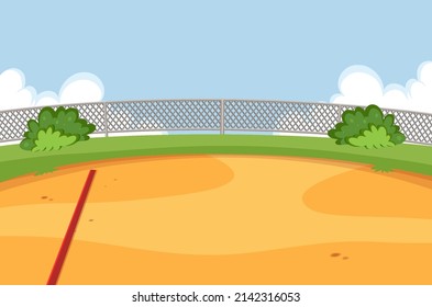 Ilustración de escenas al aire libre en un patio vacío