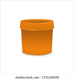 Empty Yellow Clay Plant Pot on iSolated White Background.