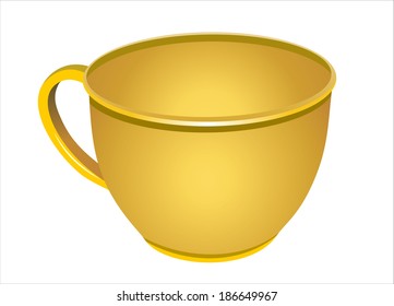  empty yellow cup isolated on white