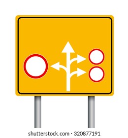 Empty yellow road signs