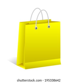 Empty Yellow Shopping Bag isolated on white background