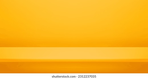 Empty yellow studio room. Space for selling products on the website. Yellow studio light. Yellow background. Vector illustration.