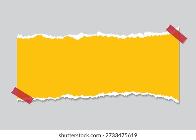 Empty yellow torn paper banner with text space, blank space for text or message.
