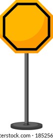 Empty yellow traffic sign on transparent background illustration