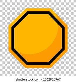Signo de tráfico amarillo vacío en ilustración de fondo transparente