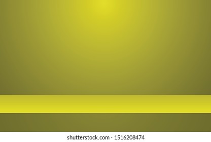 Empty yellow vector abstract mock up 3D stage studio background for product display. Showroom shoot render. Banner for advertise product on website. 