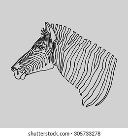 empty zebra stripes on white. abstract vector zebra head profile. symbol. emblem