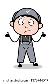Empty-Handed - Retro Repairman Cartoon Worker Vector Illustration